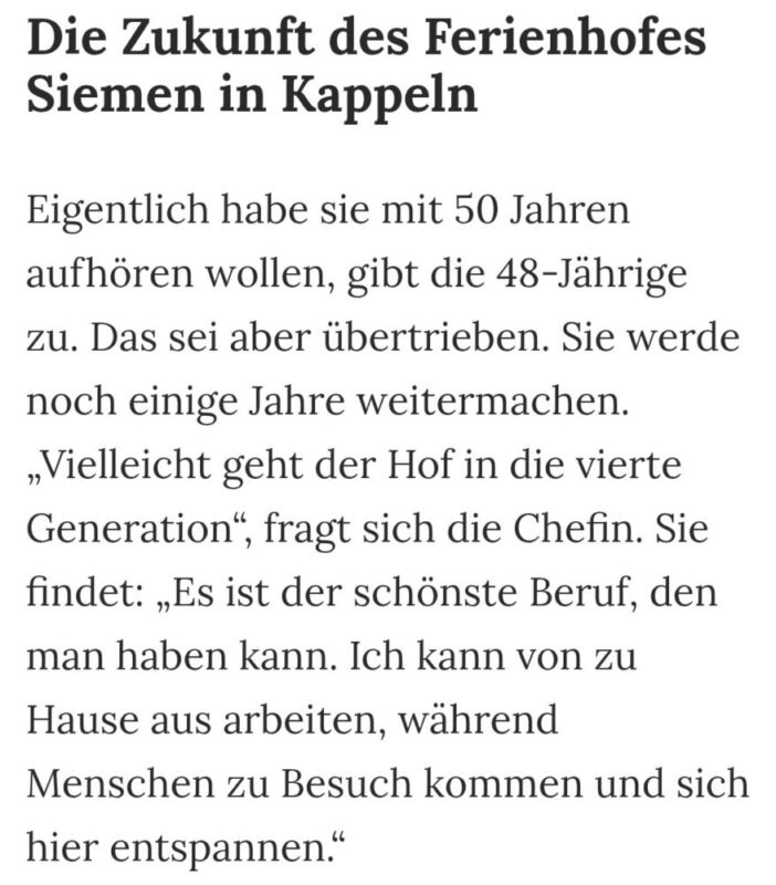 Hier finden Gäste seit 40 Jahren Ruhe – Zeitungsbericht